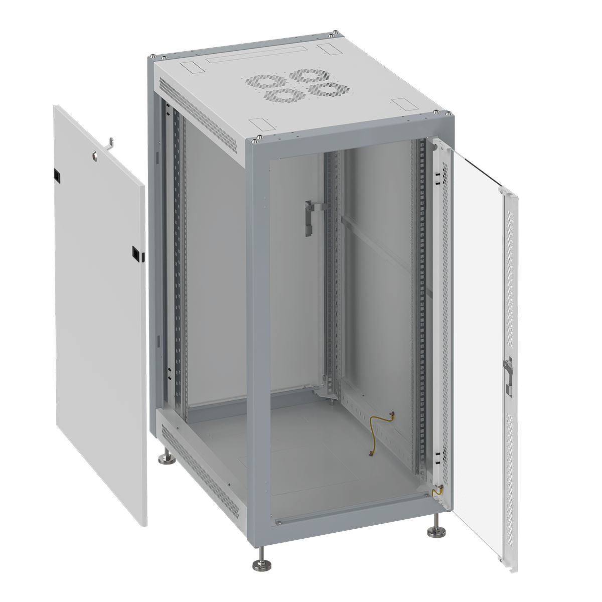 SYSMATRIX SL 6618.712 Шкаф монтажный телекоммуникационный 19" напольный 18U 600x600x935mm (ШхГхВ) передняя дверь стекло, задняя дверь металл, поворотная ручка с замком, цвет серый (RAL 7035/RAL 7000) от компании "Nevatel"