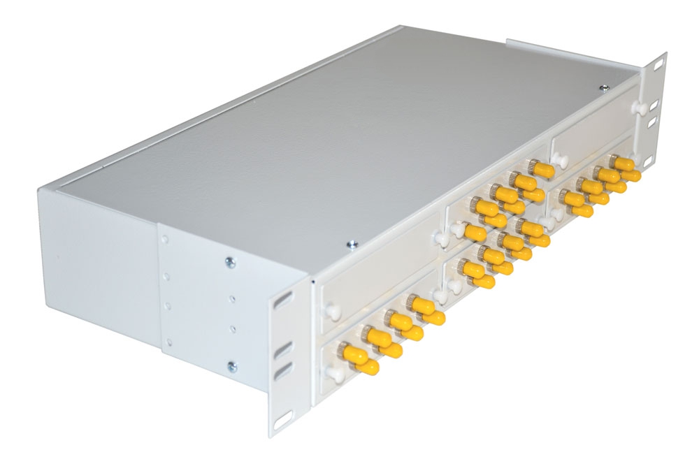 Кросс 19", предсобранный 2U, 32 порта ST/UPC, 62,5/125 мкм, (сплайс, пигтейлы, кдзс, планки, адаптеры) от компании "Nevatel"