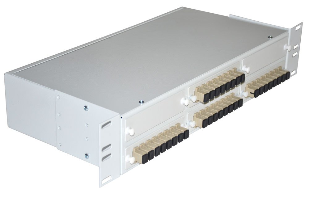 Кросс 19", предсобранный 2U, 32 порта SC/UPC, 50/125 мкм, (сплайс, пигтейлы, кдзс, планки, адаптеры) от компании "Nevatel"