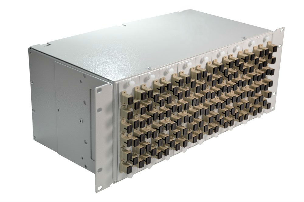 Кросс 19", предсобранный 4U, 144 порта SC/UPC, 50/125 мкм, (розетки, сплайс 3шт, КДЗС, пигтейлы) от компании "Nevatel"