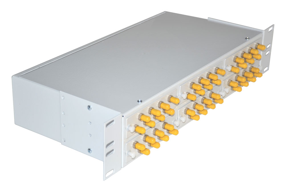 Кросс 19", предсобранный 2U, 48 портов ST/UPC, 50/125 мкм, (розетки, сплайс 2шт, КДЗС, пигтейлы) от компании "Nevatel"